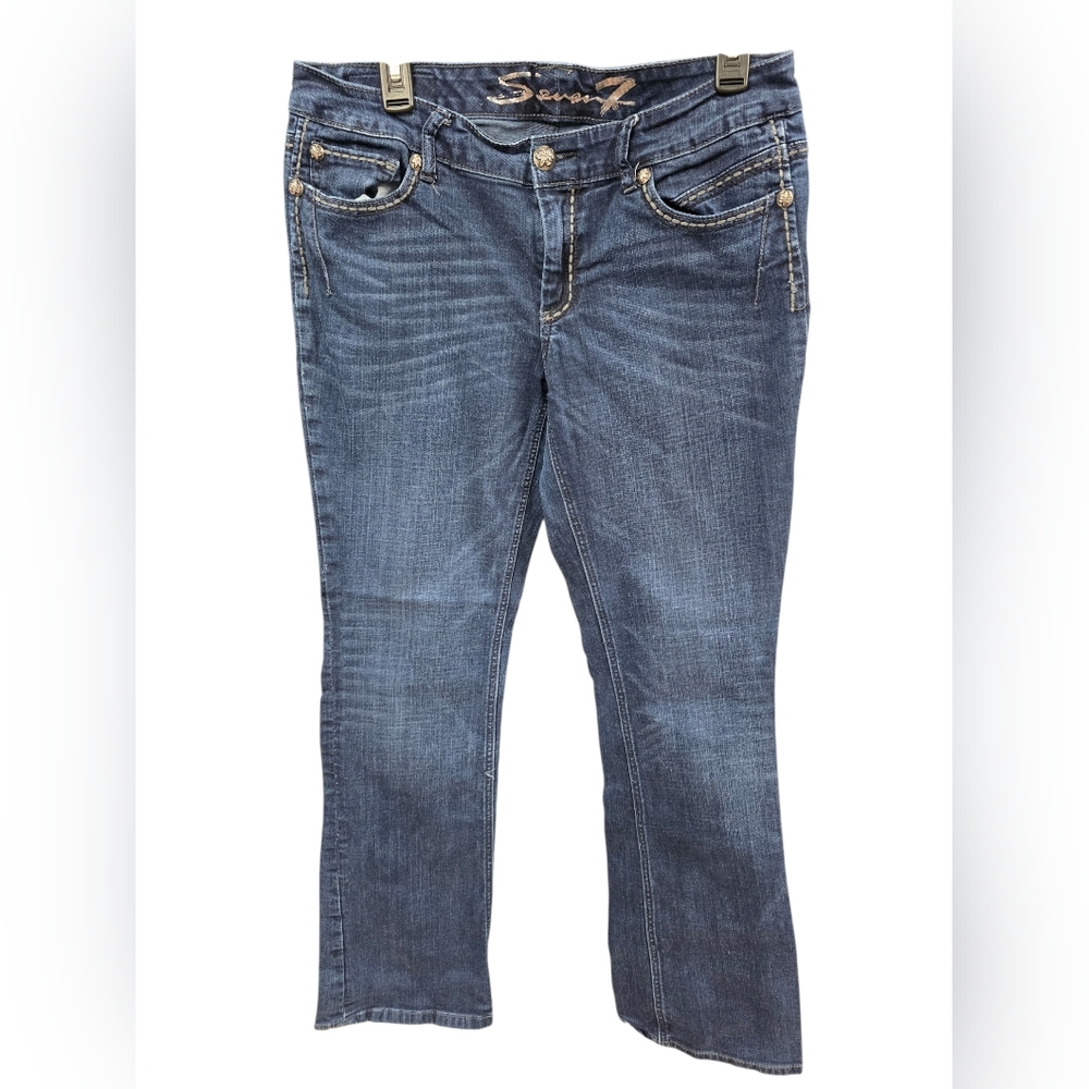 Seven7 Embellished Bootcut Jeans Size 10 Dark Wash Y2K